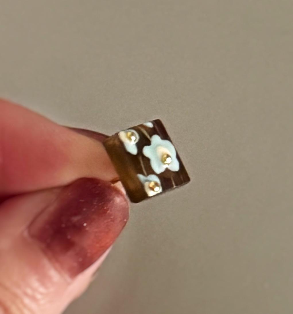 【新作】ブラウン×くすみ水色 北欧 美濃焼ピアス･イヤリング | 4枚目